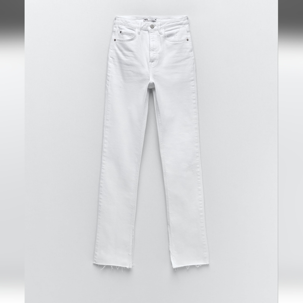 NWT Zara Super High Rise Slim Leg Flare Jeans With Split Hems, Size 2 - Picture 7 of 10